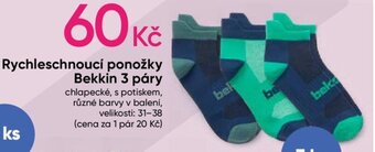 Rychleschnoucí ponožky Bekkin 3 páry chlapecké, s potiskem, různé barvy