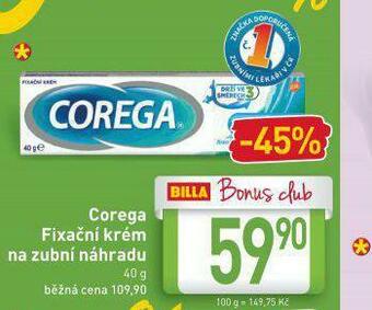 Billa Corega fixační krém nabídka