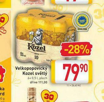 Billa Pivo velkopopovický kozel nabídka