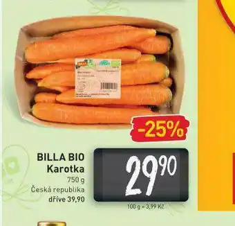 Billa Billa bio mrkev nabídka
