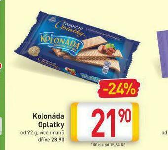 Billa Kolonáda oplatky nabídka