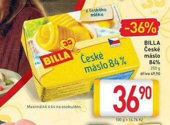 Billa Billa české máslo 84% nabídka