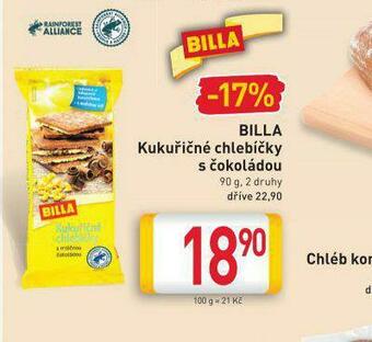 Billa Billa kukuřičné chlebíčky s čokoládou nabídka