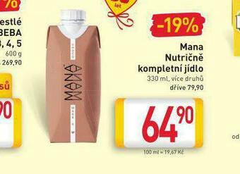 Billa Mana nutričně kompletní jídlo nabídka