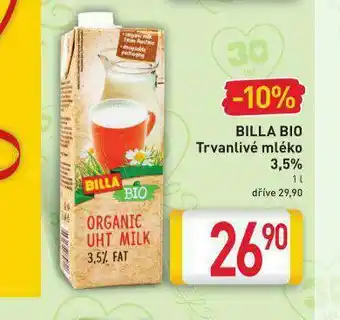 Billa Billa bio trvanlivé mléko 3,5% nabídka