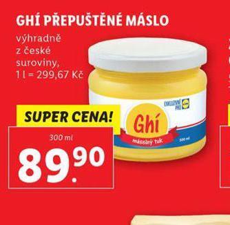 Lidl Přepuštěné máslo ghí nabídka