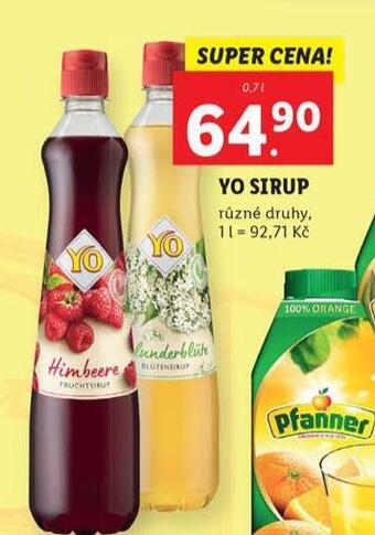 Lidl Yo sirup nabídka