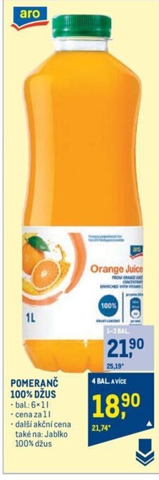 Makro POMERANČ 100% DŽUS nabídka