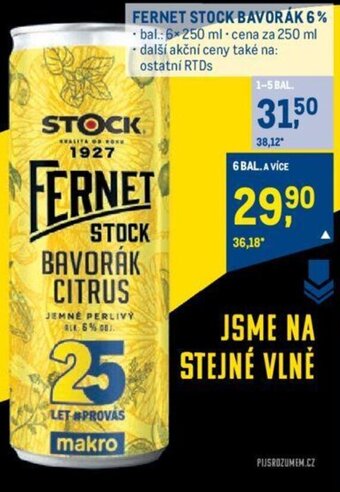 Makro FERNET STOCK BAVORÁK 6% nabídka