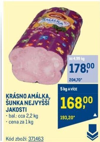 Makro KRÁSNO AMÁLKA, ŠUNKA NEJVYŠŠÍ JAKOSTI nabídka