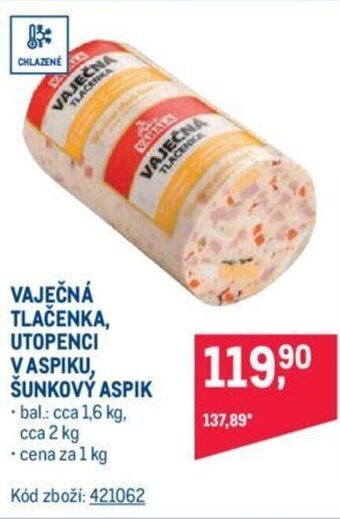 Makro VAJEČNÁ TLAČENKA, UTOPENCI VASPIKU, ŠUNKOVÝ ASPIK nabídka