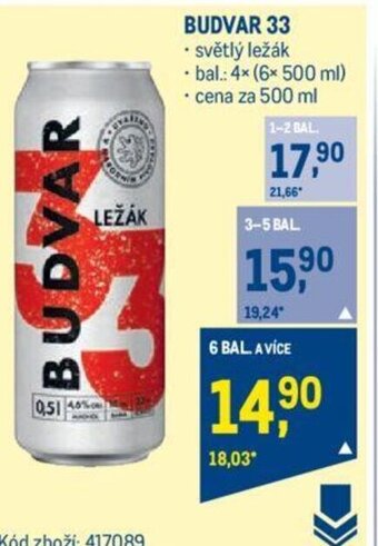 Makro BUDVAR 33 nabídka