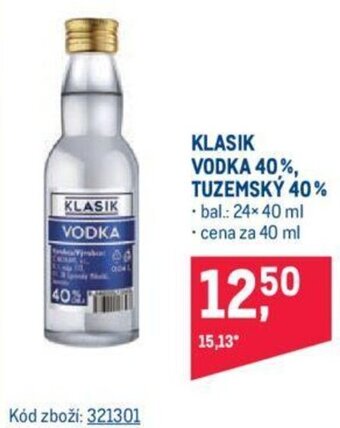 Makro KLASIK VODKA 40%, TUZEMSKÝ 40% nabídka