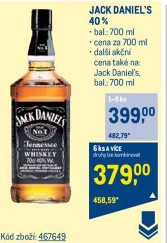 Makro JACK DANIEL'S 40% nabídka