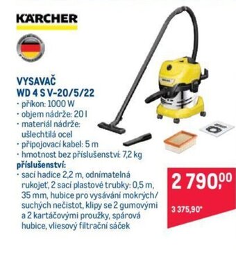 Makro KARCHER VYSAVAČ WD 4 SV-20/5/22 nabídka