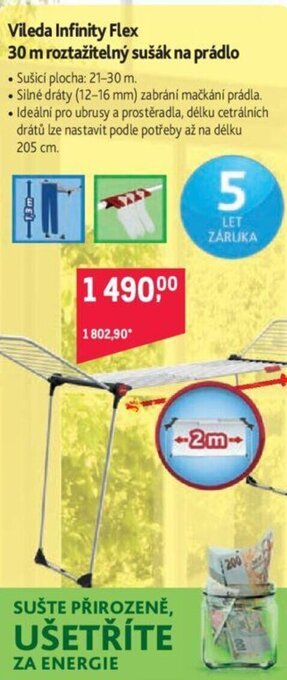 Makro Vileda Infinity Flex 30 m roztažitelný sušák na prádlo nabídka