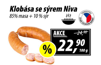ZEMAN Klobása se sýrem Niva 85% masa + 10% sýr nabídka