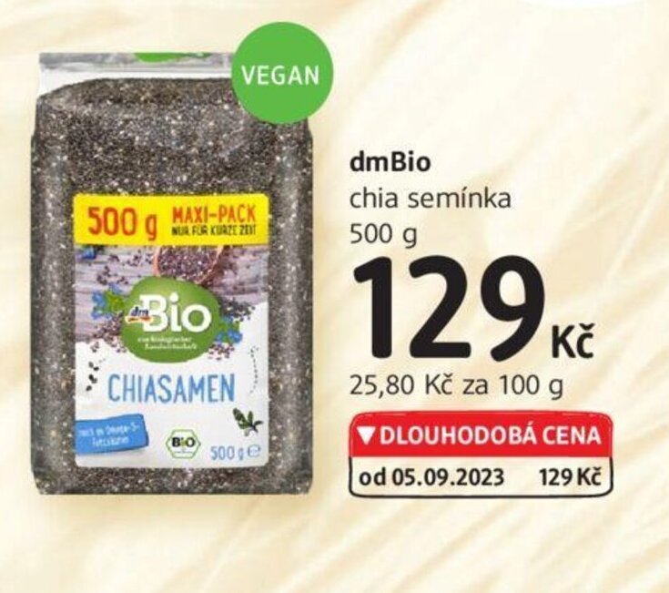 dm drogerie dmBio chia semínka nabídka