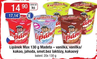 Qanto Lipánek Max 130 g Madeta - vanilka, vanilka/ kakao, jahoda, smet.bez laktózy, kakaový nabídka