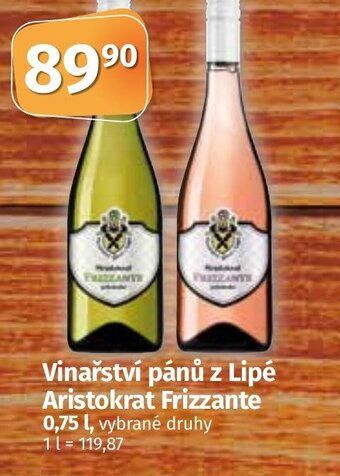 COOP TIP Vinařství pánů z Lipé Aristokrat Frizzante 0,75 L nabídka