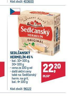 Makro Sedlčanský hermelín nabídka