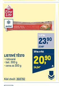Makro Listové těsto nabídka