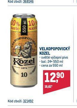 Makro Pivo velkopopovický kozel nabídka