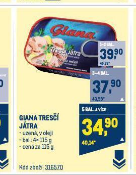 Makro Giana tresčí játra nabídka