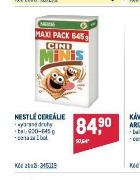 Makro Nestlé cereálie nabídka