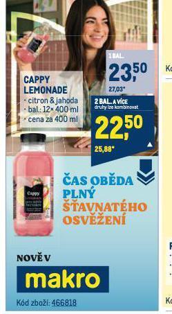 Makro Cappy lemonade nabídka