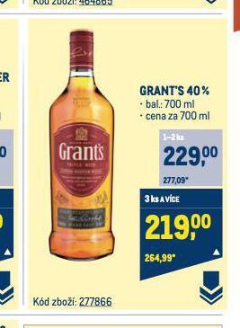 Makro Grant's triple wood whisky nabídka