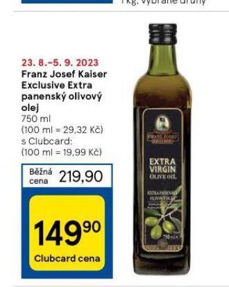 Tesco Franz josef kaiser exclusive extra panenský olivový olej nabídka