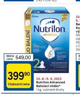 Tesco Nutrilon advanced batolecí mléko nabídka