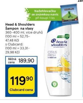 Tesco Head&shoulders šampon nabídka