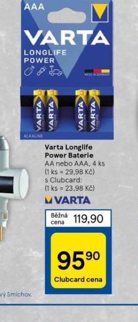 Tesco Varta longlife power baterie nabídka