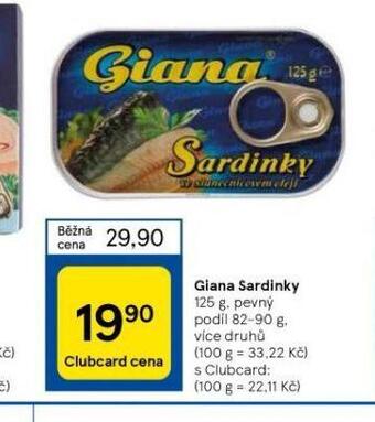 Tesco Giana sardinky nabídka