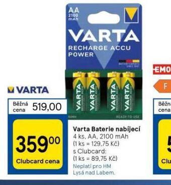 Tesco Varta baterie nabíjecí nabídka