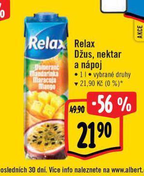Albert Relax džus, nektar a nápoj nabídka