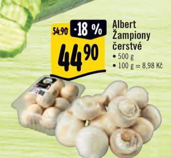 Albert Žampiony čerstvé nabídka
