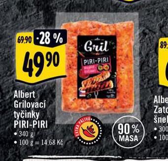 Albert Grilovací tyčinky piri-piri nabídka