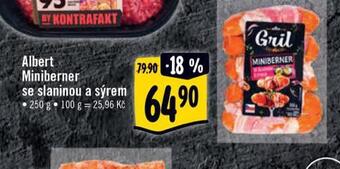 Albert Miniberner se sýrem a slaninou nabídka