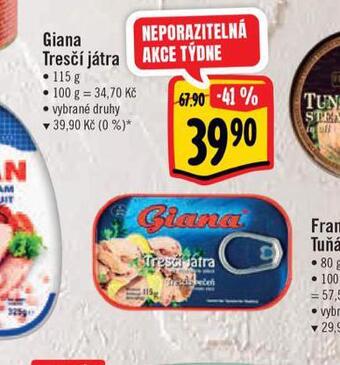 Albert Giana tresčí játra nabídka