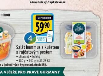 Albert Salát hummus s kuřetem a rajčatovým pestem nabídka