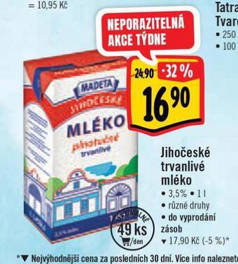 Albert Jihočeské trvanlivé mléko nabídka