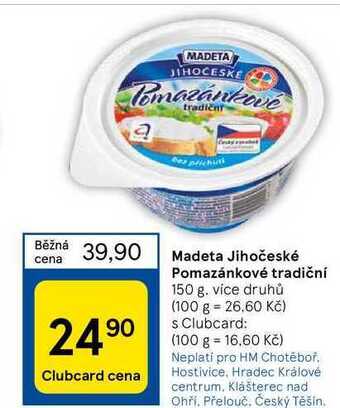Tesco Madeta jihočeské pomazánkové tradiční 150 g nabídka