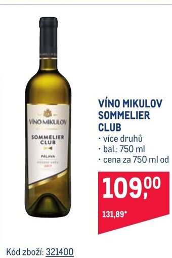 Makro VÍNO MIKULOV SOMMELIER CLUB nabídka