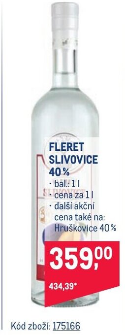 Makro FLERET SLIVOVICE 40% nabídka