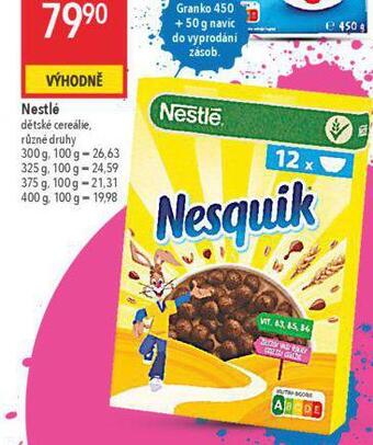 Globus Nestlé dětské cereálie nabídka