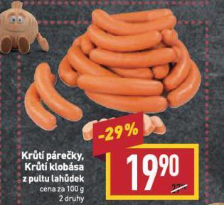 Billa Krůtí klobása nabídka