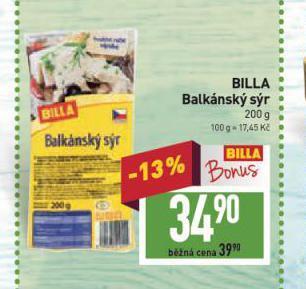 Billa Balkánský sýr nabídka